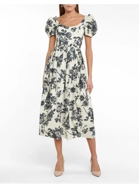 Brock Collection Salvina Floral Cotton Midi Dress Size 4